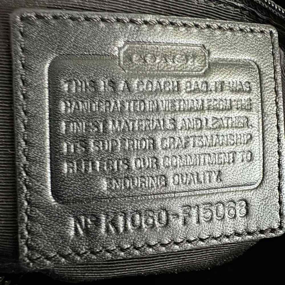 Coach Black Signature Shoulder Bag with Dark Brown Strap